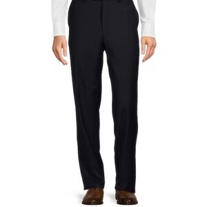 NWT Hickey Freeman Classic Fit Flat Front Navy Wool Pants